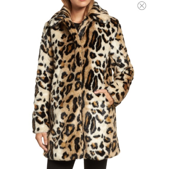 kensie leopard wool coat
